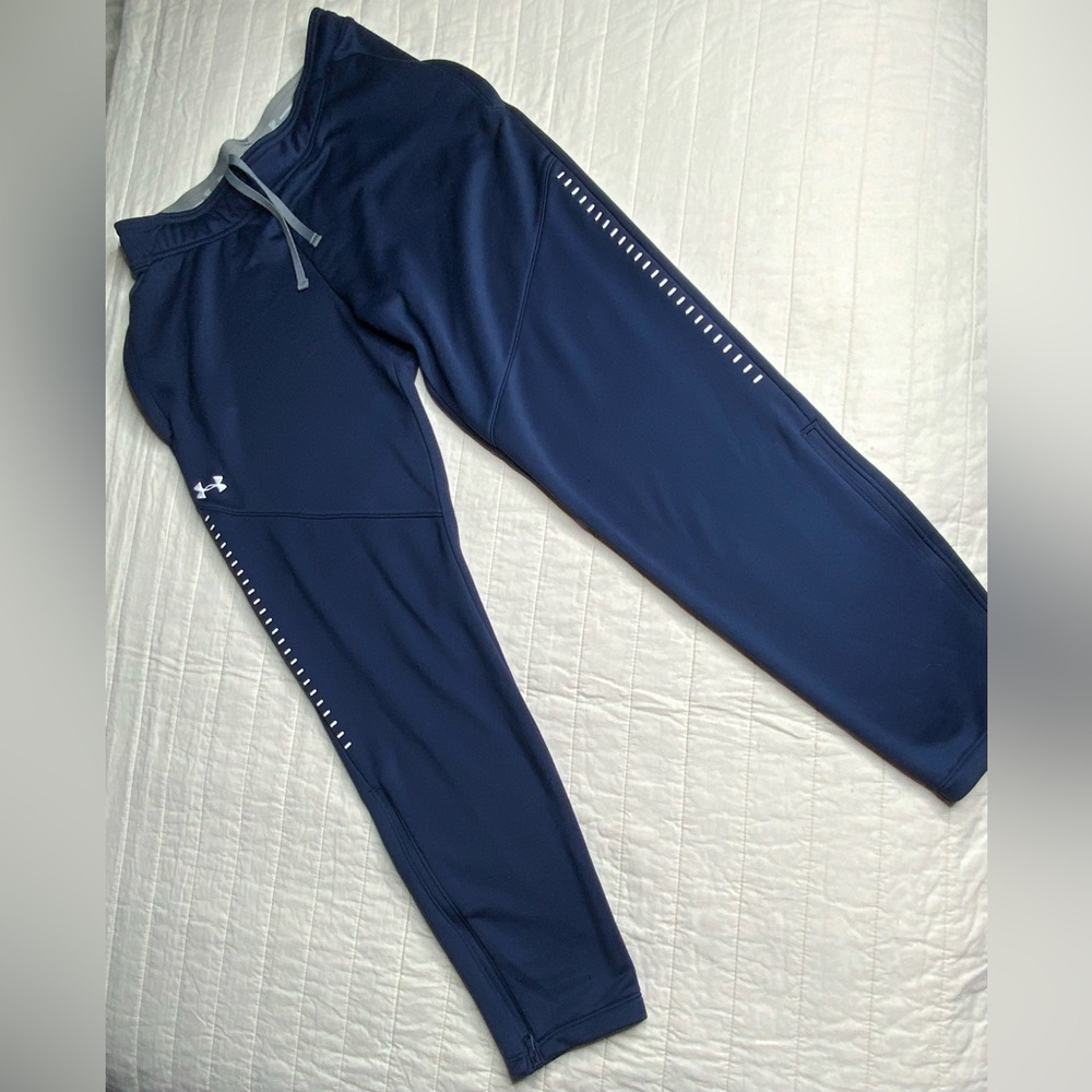 Womens Under Armour ColdGear Hybrid Warm Up Pants Blue medium